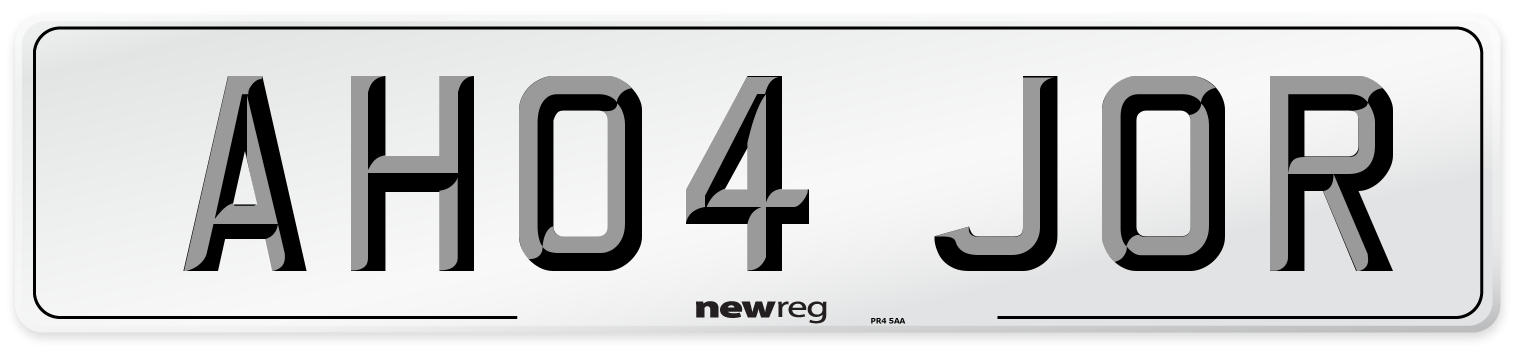 AH04 JOR Number Plate from New Reg